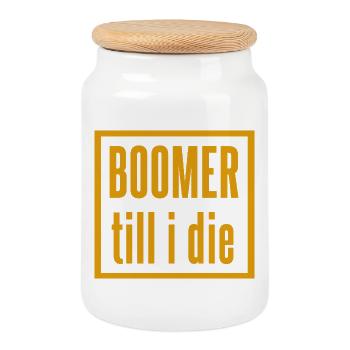 Vintage Boomer Slogan Design - Keksdose mit Holzdeckel - Weiß - Vorne