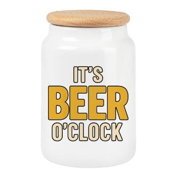 It’s Beer O’Clock - Keksdose mit Holzdeckel - Weiß - Vorne