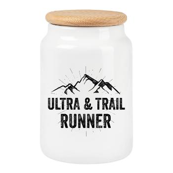 Ultra & Trail Runner - Boîte à biscuits avec couvercle en bois - blanc - Devant