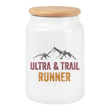 Ultra & Trail Runner - Boîte à biscuits avec couvercle en bois - blanc - Devant