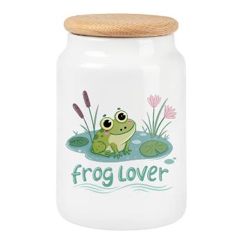 Frosch-Liebhaber - Keksdose mit Holzdeckel - Weiß - Vorne