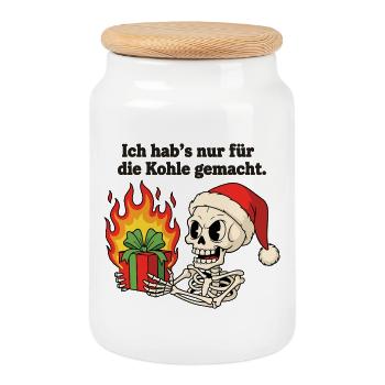 Nur für die Kohle gemacht - Keksdose mit Holzdeckel - Weiß - Vorne