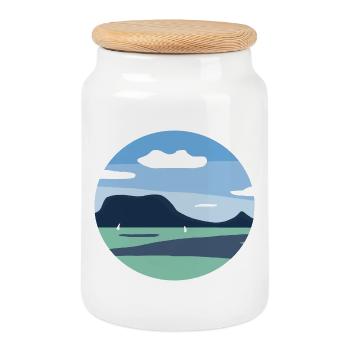 Balaton digital art - Keksdose mit Holzdeckel - Weiß - Vorne