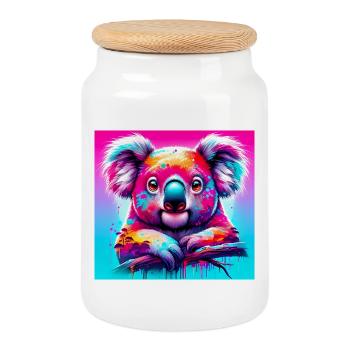 Koala - Boîte à biscuits avec couvercle en bois - blanc - Devant