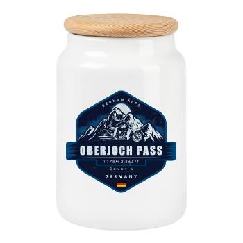 Oberjoch Pass , Bavaria, Germany - Cookie Jar with Wooden Lid - white - Front