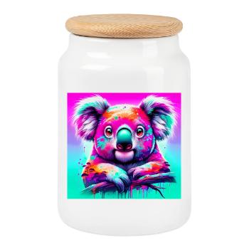 Koala - Boîte à biscuits avec couvercle en bois - blanc - Devant