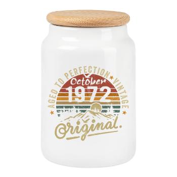 1972 Born in october 1972 Born in october 1972 - Cookie Jar with Wooden Lid - white - Front