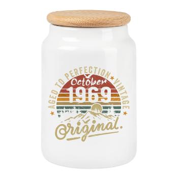 1969 Born in october 1969 Born in october 1969 - Cookie Jar with Wooden Lid - white - Front