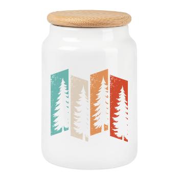 forêt nature arbres nature sauvage extérieur randonnée - Boîte à biscuits avec couvercle en bois - blanc - Devant