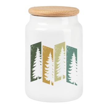 forêt nature arbres nature sauvage extérieur randonnée - Boîte à biscuits avec couvercle en bois - blanc - Devant