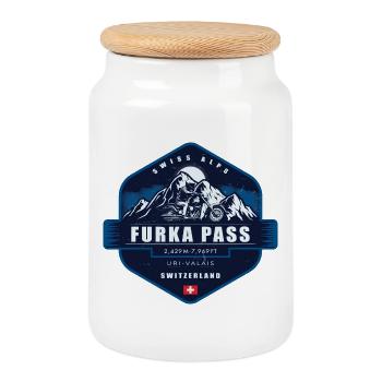  Furka Pass, Switzerland  - Boîte à biscuits avec couvercle en bois - blanc - Devant