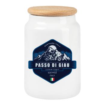Passo di Giau , Scenic Dolomites Mountain Pass,  - Cookie Jar with Wooden Lid - white - Front