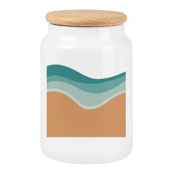 Plage minimale - Boîte à biscuits avec couvercle en bois - blanc - Devant