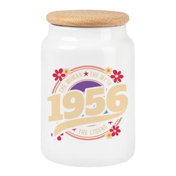 1956 Légende 70 Ans Anniversaire Femme - Boîte à biscuits avec couvercle en bois - blanc - Devant
