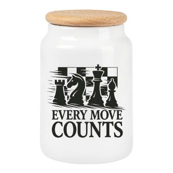 Strategic Chess Artwork - Cookie Jar with Wooden Lid - white - Front