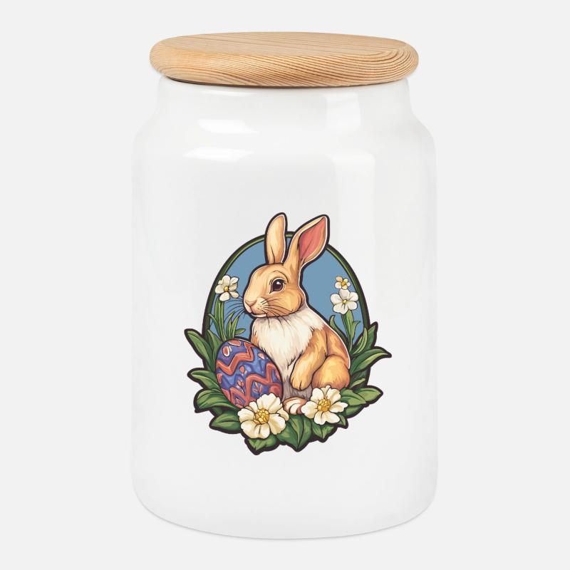 Osterhase - Keksdose mit Holzdeckel - Weiß