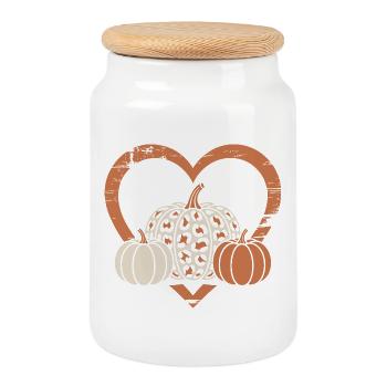Leopard Print Pumpkin - Cookie Jar with Wooden Lid - white - Front