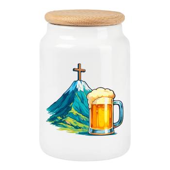 Bergkreuz Bierfest Illustration - Keksdose mit Holzdeckel - Weiß - Vorne