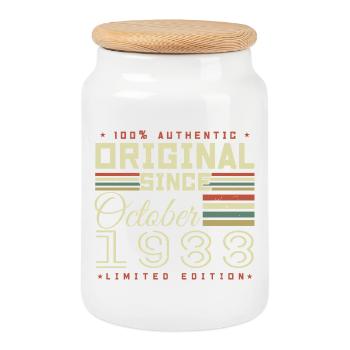 légendaire Depuis Octobre 1988 | octobre 1988 - Boîte à biscuits avec couvercle en bois - blanc - Devant