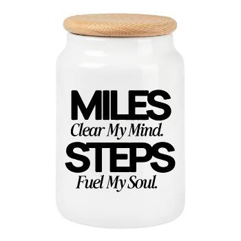Miles clear my mind Steps fuel my soul - Boîte à biscuits avec couvercle en bois - blanc - Devant