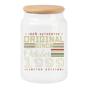 légendaire Depuis Octobre 1999 | octobre 1999 - Boîte à biscuits avec couvercle en bois - blanc - Devant