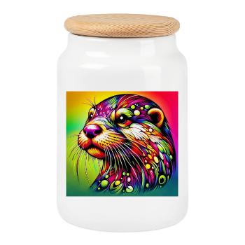 Otter - Keksdose mit Holzdeckel - Weiß - Vorne