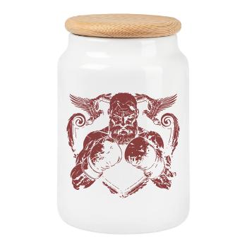 Viking Boxing - Cookie Jar with Wooden Lid - white - Front