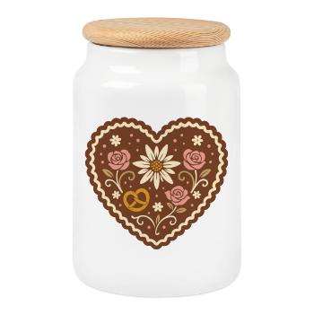 Lebkuchenherz Volksfest - süß & traditionell - Keksdose mit Holzdeckel - Weiß - Vorne