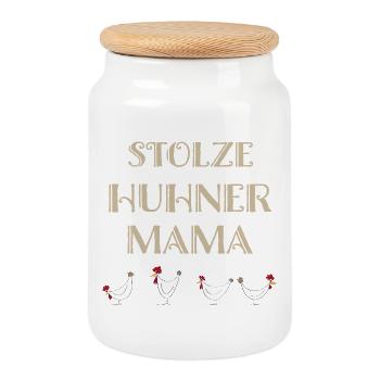 Drôle de poulets maman illustration - Boîte à biscuits avec couvercle en bois - blanc - Devant