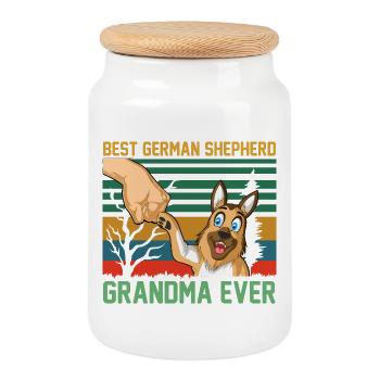 Best German Shepherd Grandma - Cookie Jar with Wooden Lid - white - Front