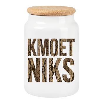 Kmoet niks, Antwerpen Dialekt Hemden - Keksdose mit Holzdeckel - Weiß - Vorne