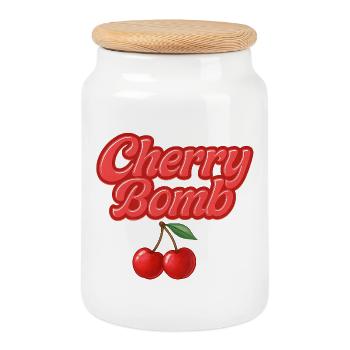 cherry bomb / y2k design - Keksdose mit Holzdeckel - Weiß - Vorne
