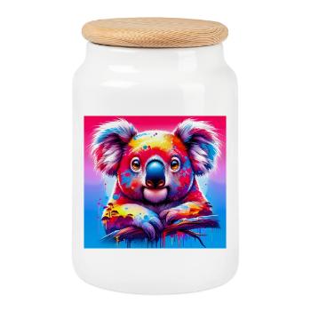 Koala - Boîte à biscuits avec couvercle en bois - blanc - Devant