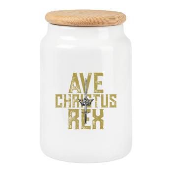 Couronne d’épée Ave Christus Rex - Boîte à biscuits avec couvercle en bois - blanc - Devant