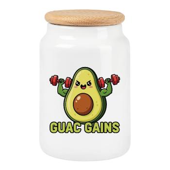 Musclecado - Cookie Jar with Wooden Lid - white - Front