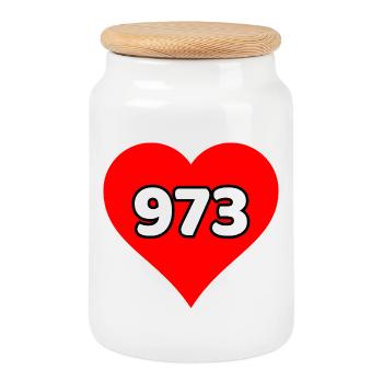 I love French Guiana 973 - Cookie Jar with Wooden Lid - white - Front