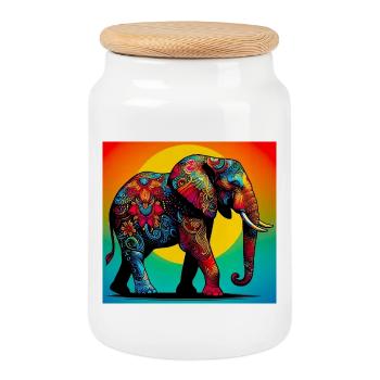 Elefant - Keksdose mit Holzdeckel - Weiß - Vorne