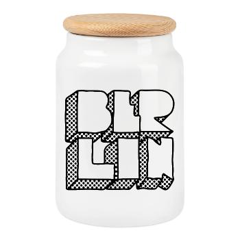 I'm a Berliner – Capital & Cult - Cookie Jar with Wooden Lid - white - Front