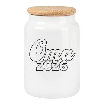 Oma 2026 Loading Design - Keksdose mit Holzdeckel - Weiß - Vorne