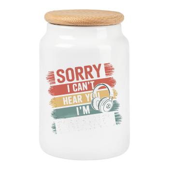 Sorry I Can't Hear You I'm Gaming Kopfhörer - Keksdose mit Holzdeckel - Weiß - Vorne