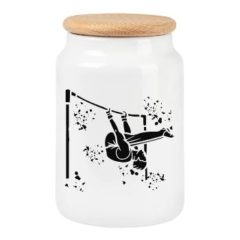 Gymnast high bar artistic gymnastics - Cookie Jar with Wooden Lid - white - Front