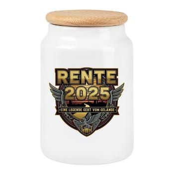 Pension 2025 Pensioner Pensioner Legend Retirement - Cookie Jar with Wooden Lid - white - Front