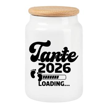 Tante 2026 Chargement - Boîte à biscuits avec couvercle en bois - blanc - Devant