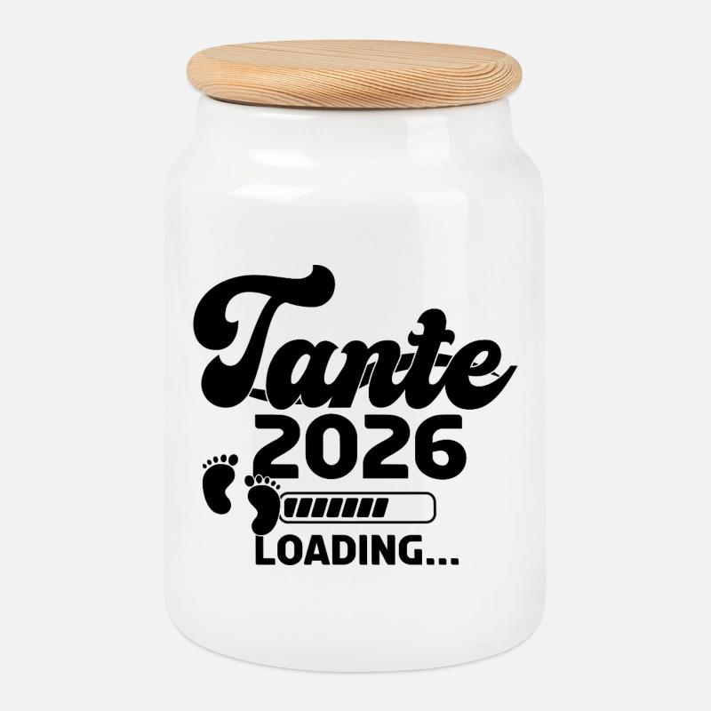 Tante 2026 Loading - Keksdose mit Holzdeckel - Weiß