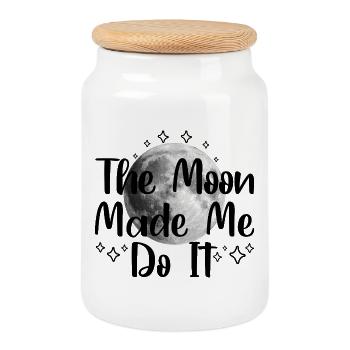 La lune m’a fait le faire - Boîte à biscuits avec couvercle en bois - blanc - Devant
