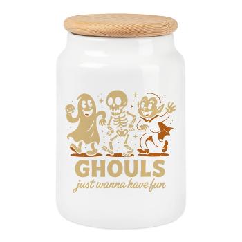 Les goules veulent juste s’amuser Conception d’Halloween - Boîte à biscuits avec couvercle en bois - blanc - Devant