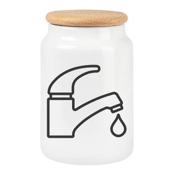 Robinet d’eau Robinet Icône Logo Plombier - Boîte à biscuits avec couvercle en bois - blanc - Devant