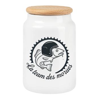 Equipe Morues Marin Casqué - Boîte à biscuits avec couvercle en bois - blanc - Devant