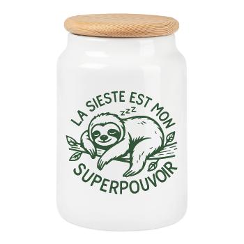 Nickerchen ist meine Superkraft: fauler Humor - Keksdose mit Holzdeckel - Weiß - Vorne