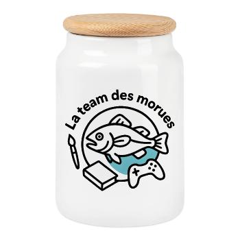 Poisson Artiste Gamer - Boîte à biscuits avec couvercle en bois - blanc - Devant